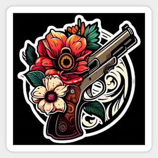 Pistol and flowers Magnet